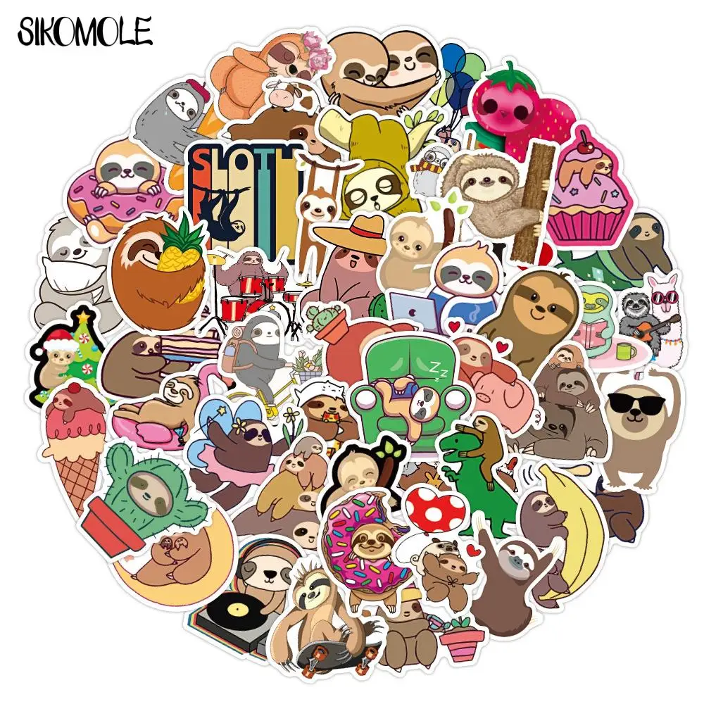 10/30/50PCS Cute Lazy Sloths Stickers Kawaii Animals Scrapbooking DIY Diary Stationery Travel Luggage Decals Graffiti Sticker F5