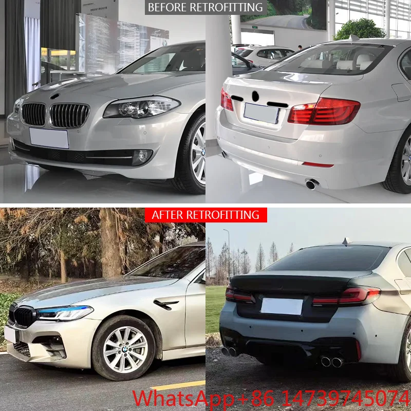 2010-2016 5 Series F10 G30 M5 Custom Body Kit Bolt-On Front Rear Bumper With Fog Light Cut-Out PartsOld To New Facelift Body Kit