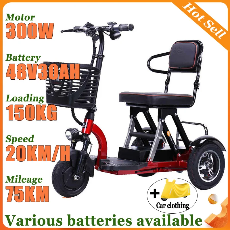 جديد الكبار دراجة ثلاثية العجلات الكهربائية 3-Wheeler المعاقين التنقل سكوتر كهربائي مع سلة مقعد مريح المسنين التنقل سكوتر