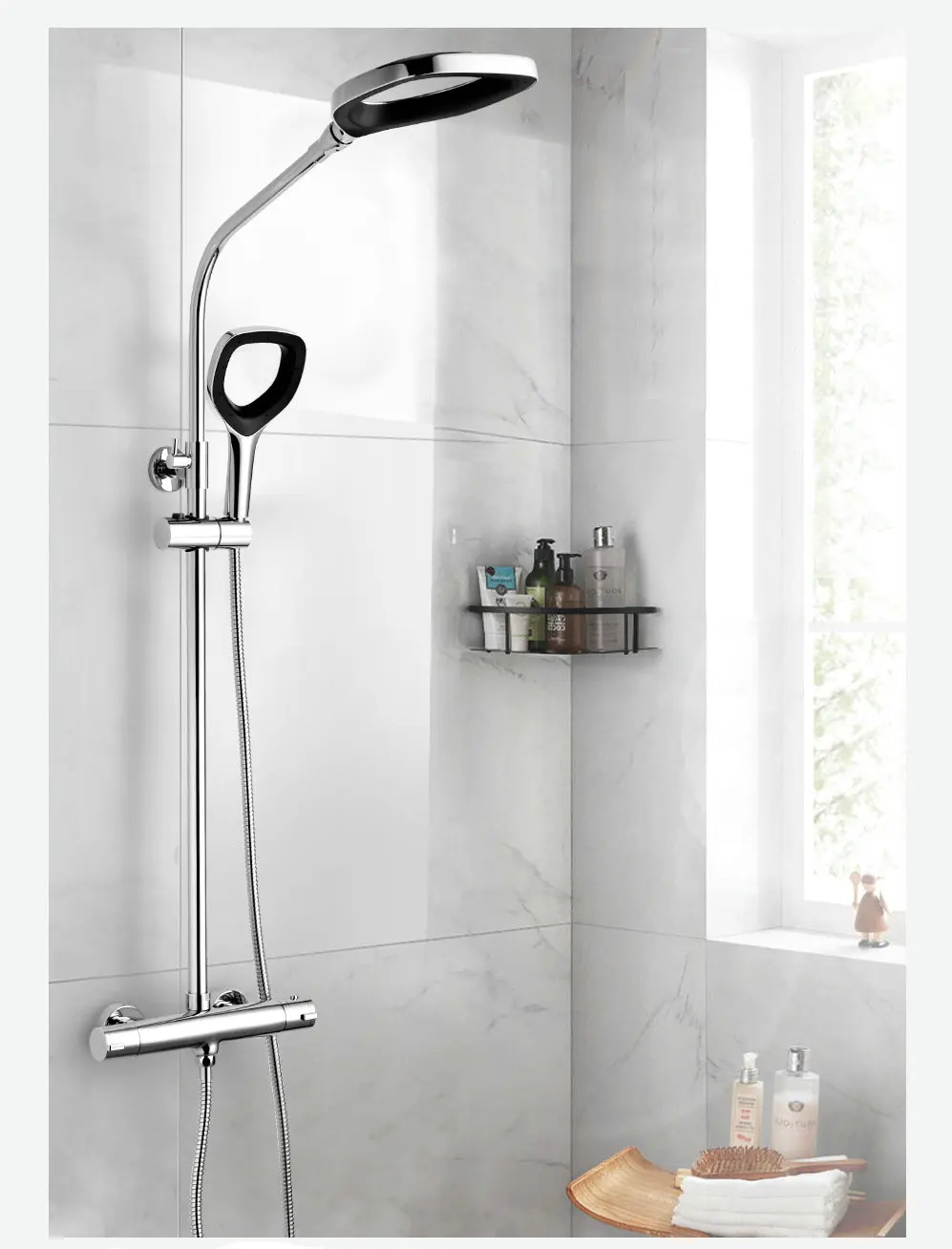 Modern Style Thermostatic Shower Head Set Constant Temperature Hollow Design for Bathroom