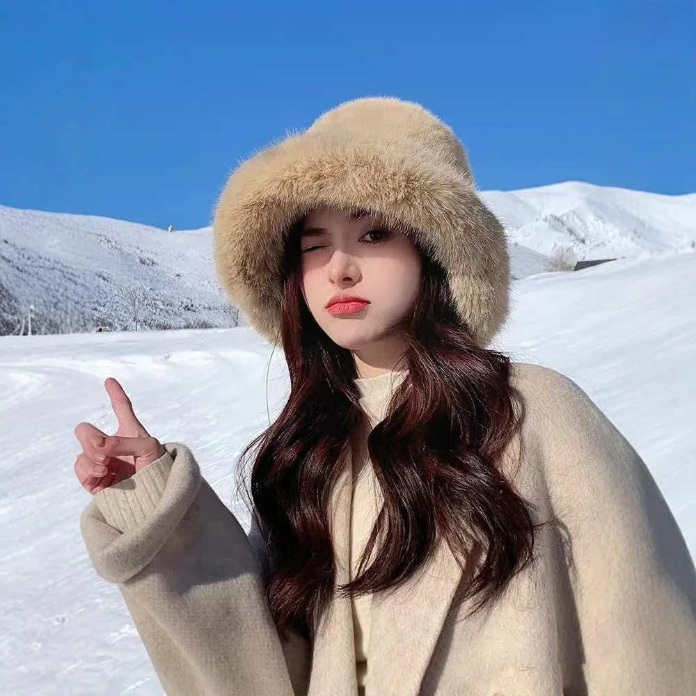 Nuevo Gorro de Pescador de Piel Sintética Cálido y Esponjoso, Gorro para Días de Nieve, Gorro para el Frío del Invierno para Mujer