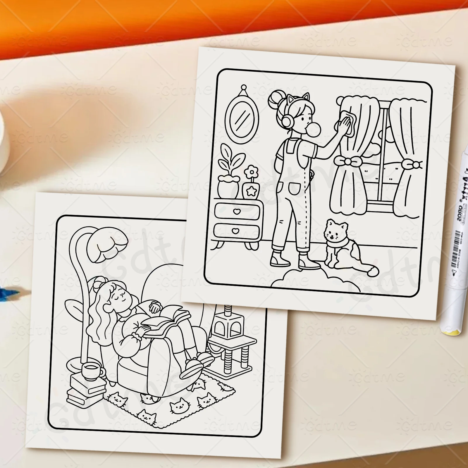 COSY CIRL VIBES Malbuch für Erwachsene mit niedlichen, gemütlichen Tagesaktivitäten zur Entspannung (gemütliche Räume zum Ausmalen) – Detail 8