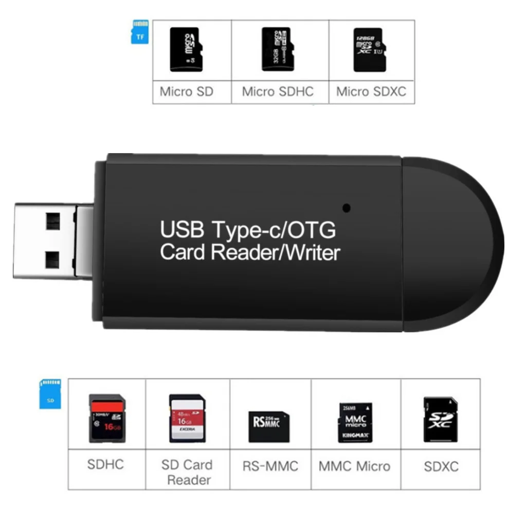 3 em 1 leitor de cartão usb 2.0 sd usb c leitor de cartão tf/mirco sd tipo leitor de cartão de memória inteligente c otg flash drive cardreader adaptador