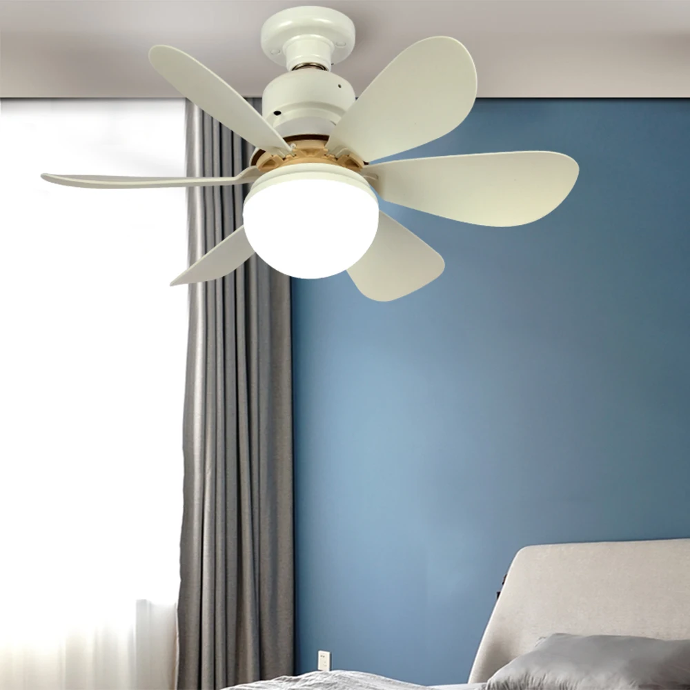 Ceiling Fans With Remote Control And Light 6 Leaves Powered Mute Ceiling Canopy Fan For Sitting Room Bedroom E27 Converter Base