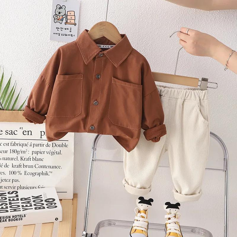 Toddler Jogging Suits Spring Autumn Baby Boy Clothes 18 To 24 Months Solid Color Long Sleeve Shirts + Pants Infant Boys Outfits