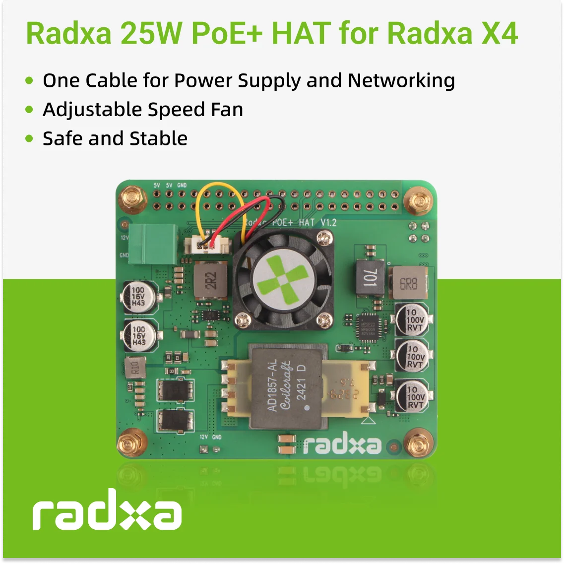 

Radxa 25W PoE+ HAT for Radxa X4