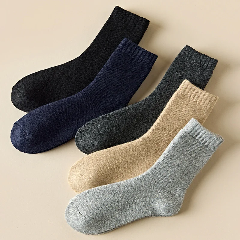 Men Thick Thermal Wool Socks Man Winter Warm Merino Wool Rabbit Solid High Quality Socks Male Cotton Casual Super Thicker Sock