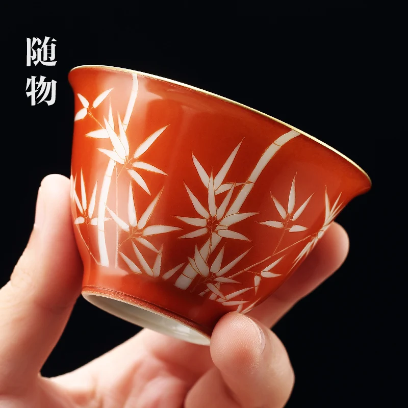 

Yunyou Fanhong Master High End Jingdezhen Single Women's Ceramic Set Personal Special Tea Cup