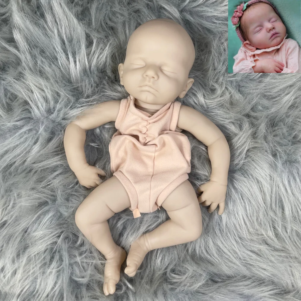 MRB 19 Inch Vinyl Reborn Doll Kit Sleeping Newborn Lifelike Unfinished Unpainted Fresh Color Blank Vinyl Newborn Doll Mold