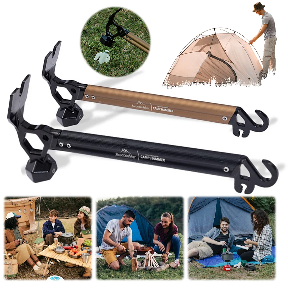 

Outdoor Camping Hammer Multifunctional Tent Stake Remover Anti-Slip Emergency Survival Hammer for Hiking Camping Gardening