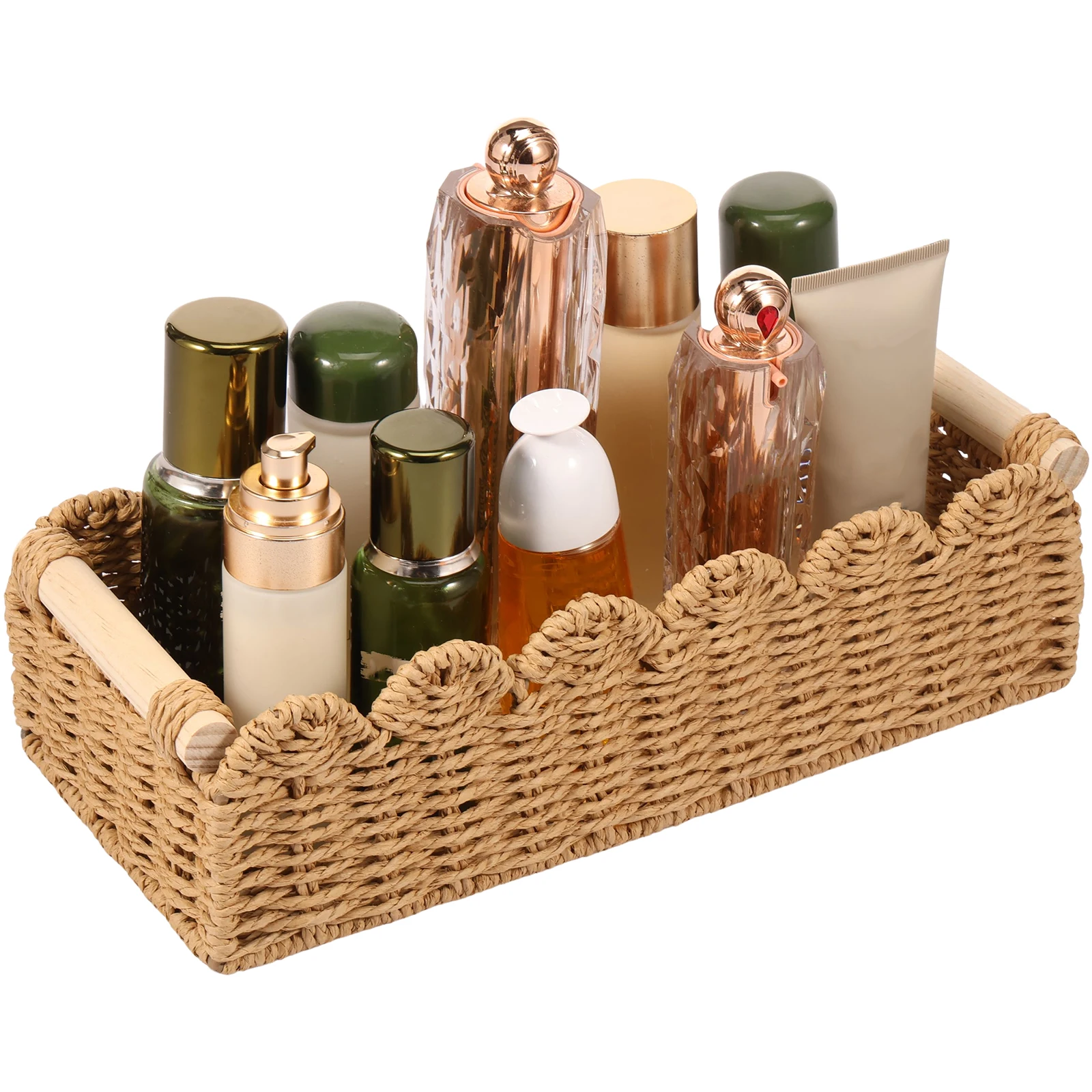 

Корзина для хранения ручной работы, плетеная прямоугольная коробка для косметики, корзина для белья, контейнер для домашних полотенец, игрушек