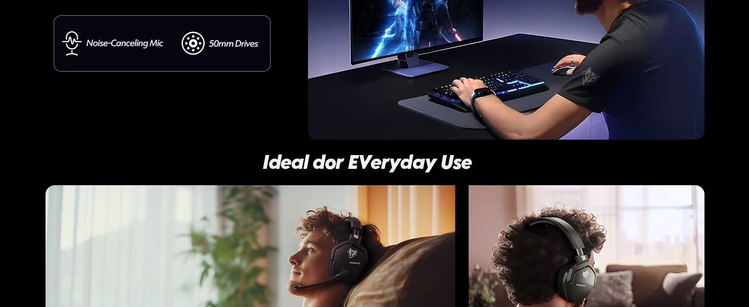 NUBWO G06 Kabellose Headsets Gamer 2,4 GHz Bluetooth 5.3 Gaming-Kopfhörer mit Dual-Mikrofon für PS5, PS4, PC, Mobil, Switch – Detail 7