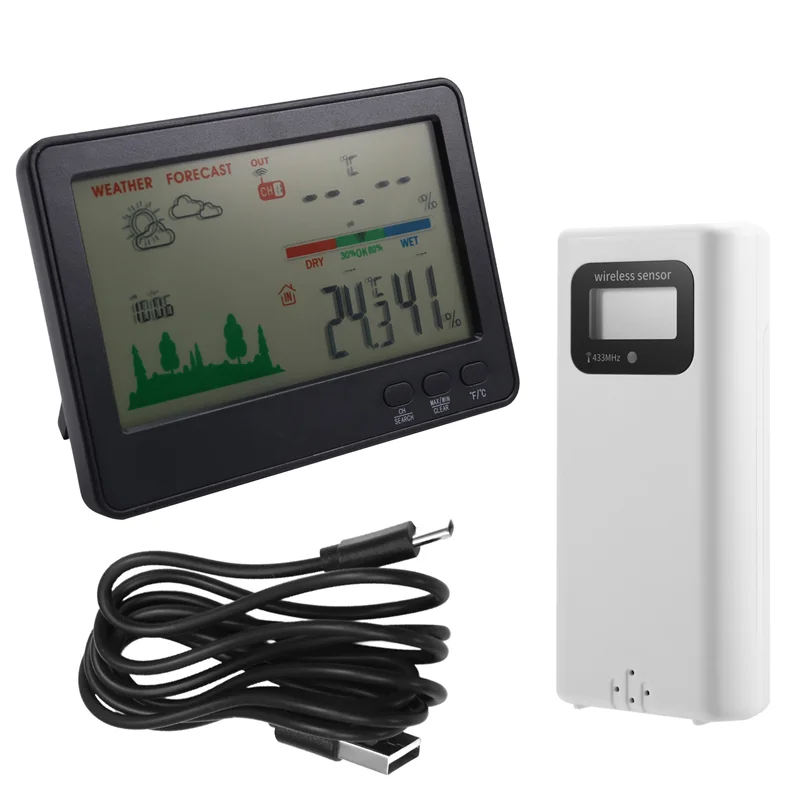 HFES Indoor Outdoor Thermometer And Hygrometer Wireless Weather Stations With 328Ft/100M Range, Temperature And Humidity