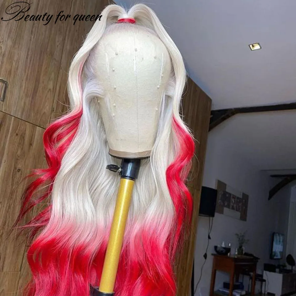 

New Product Pre Plucked Body Wave 180% Density White And Red Colored Lace Frontal Wigs Hot Sale Cosplay Women Beauty 2026