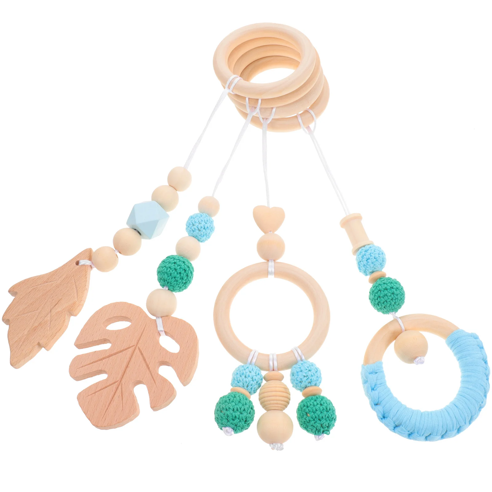 4 stuks babykamer decor hangende accessoires schattige houten rammelaar wieg hanger voor kinderwagen pasgeboren peuter bed decoratie