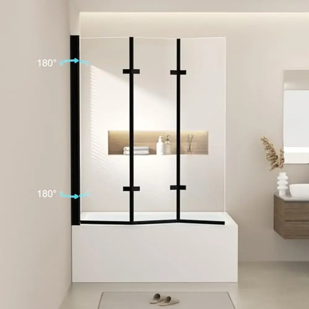 Frameless Foldable Bathtub Shower Door 47