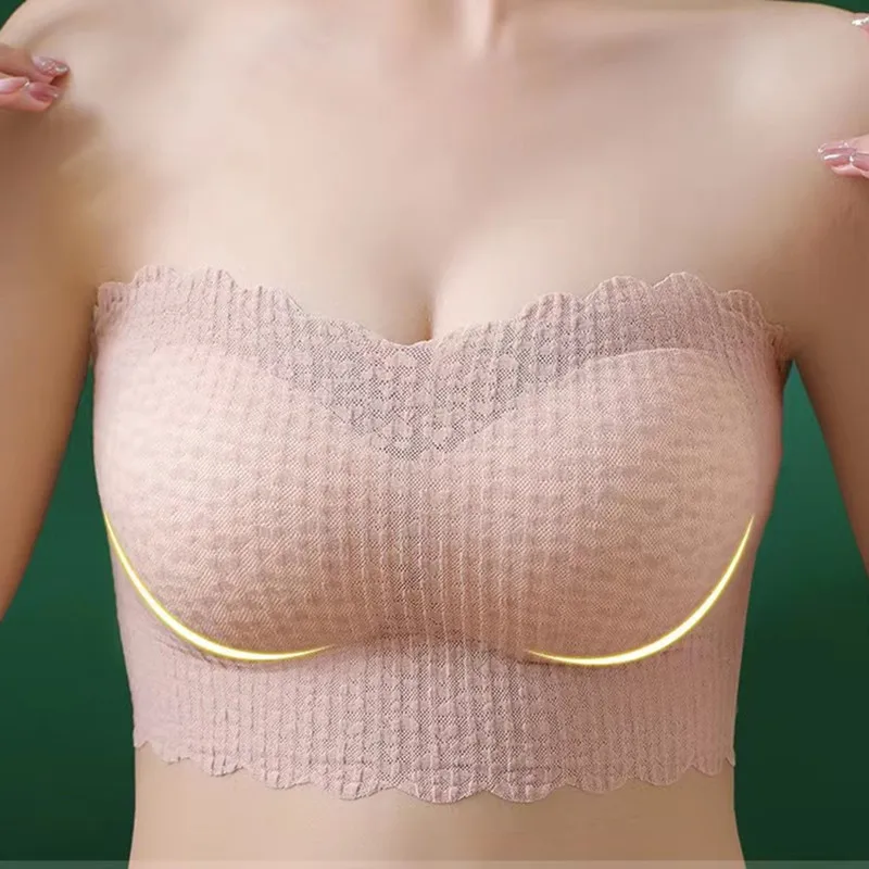 Strapless Tube Tops Female Crop Top Women\'s Underwear Invisible Strapless Bra Tops Beauty Back Anti-slip Summer Bandeau