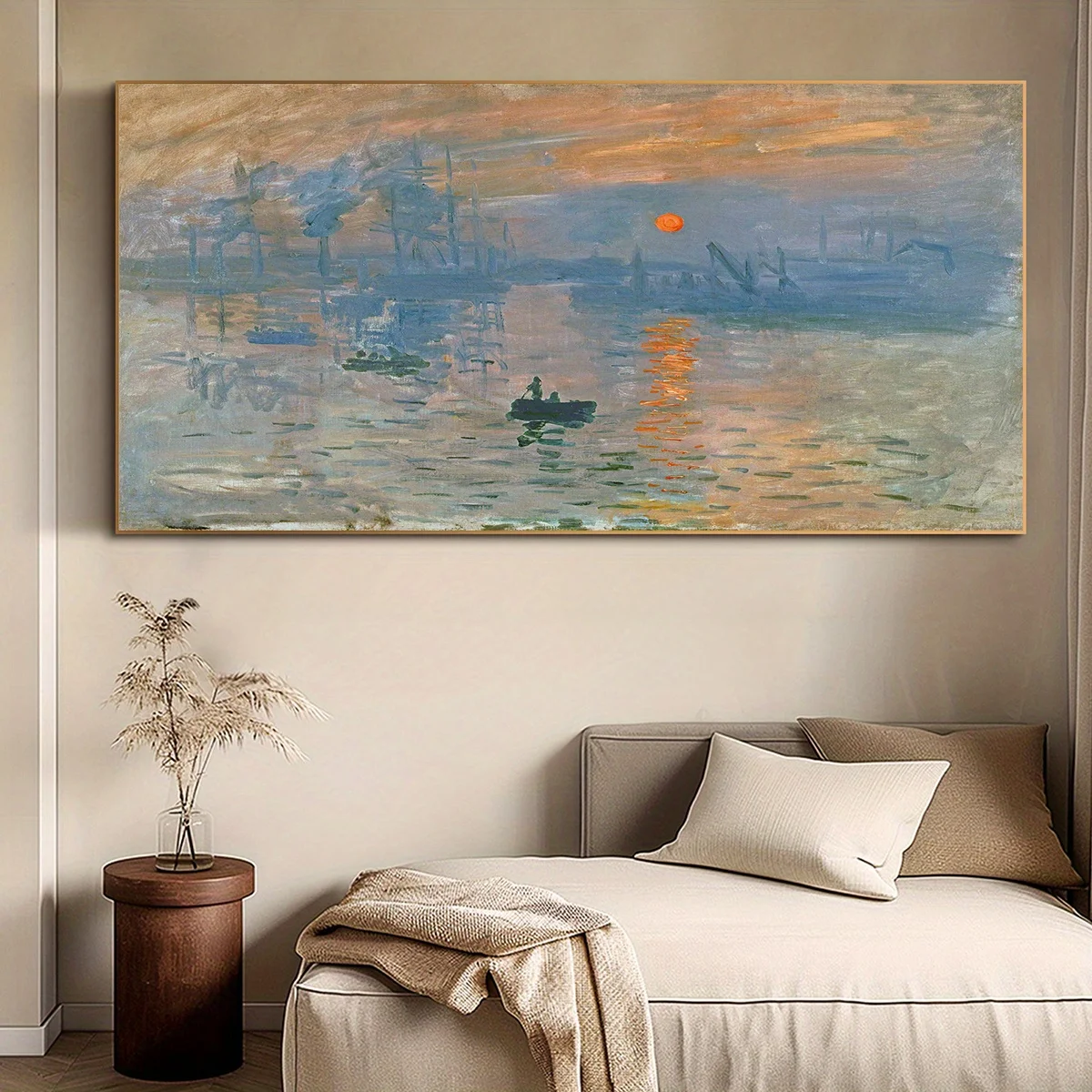 2D مسطح 1 قطعة شروق الشمس الانطباعي غير المؤطر - كلود - مونيه - ملصق قماش، الانطباعية - فن - نمط قماش جدار الفن، الفن