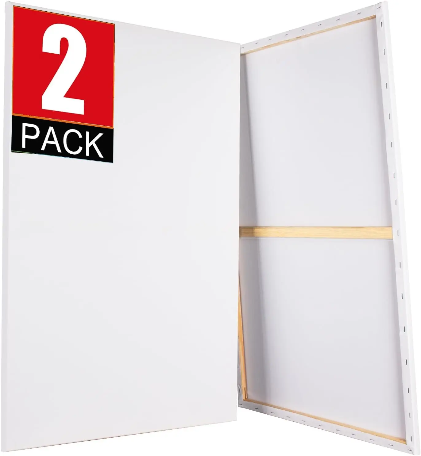 

2 Pack 24x36 Stretched Canvas for Painting, White Cotton Canvas for Acrylic, Oil, Watercolor
