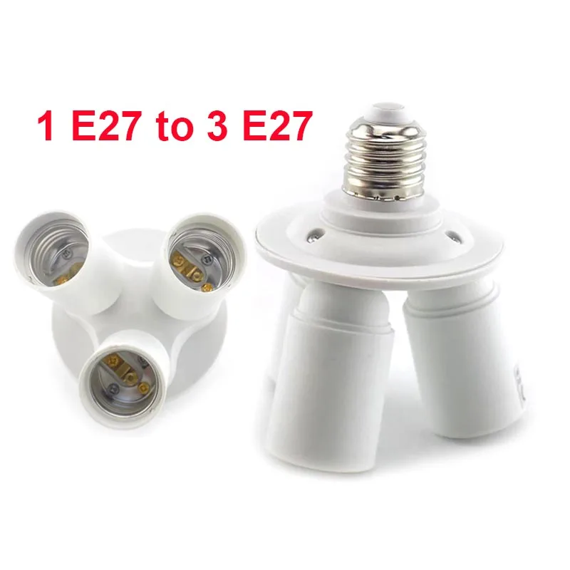 1 E27 to 3 E27 Adapter Bulb Lamp base plug Light Splitter Lamp LED light Socket 110V-240V Adaptor Bulb Converter Holder U26