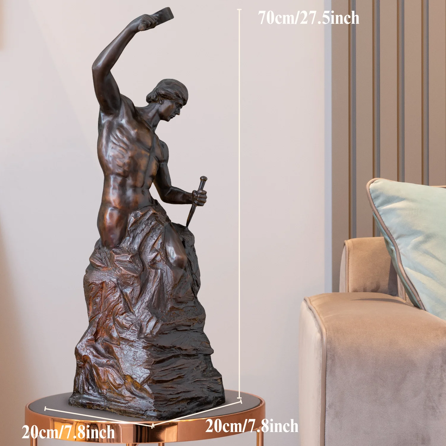 70 سنتيمتر البرونزية الذاتي رجل النحت الشهيرة الذاتي صنع رجل التماثيل صب الفن الحرف للمنزل حديقة ديكور حلية مجموعات #5