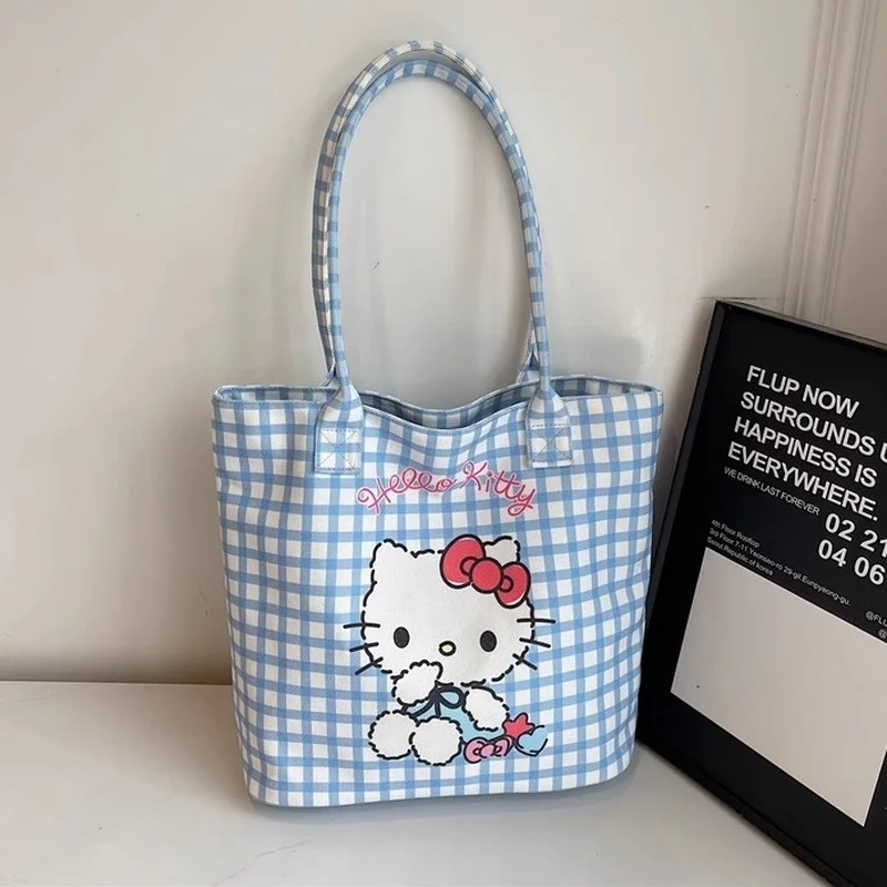 

Холщовая большая сумка HelloKitty, большая вместительная школьная сумка на одно плечо, милый мультфильм, идеально подходит для лета и повседневного использования
