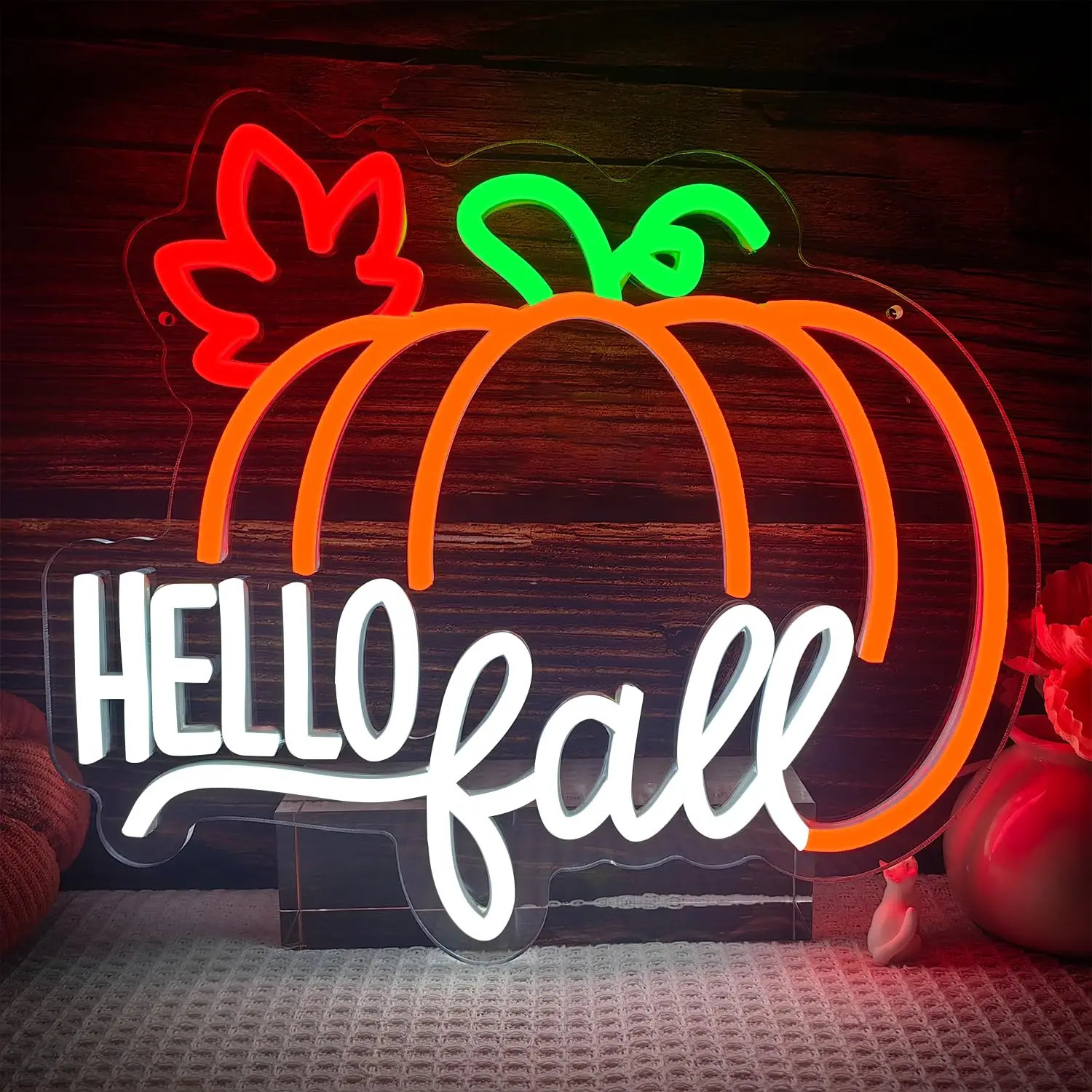 

Hello Fall Neon Dimmable Pumpkin Neon Sign Fall Maple Leaf Neon Light for Bedroom Wall Pumpkin Sign for Wall Decor Party Gift