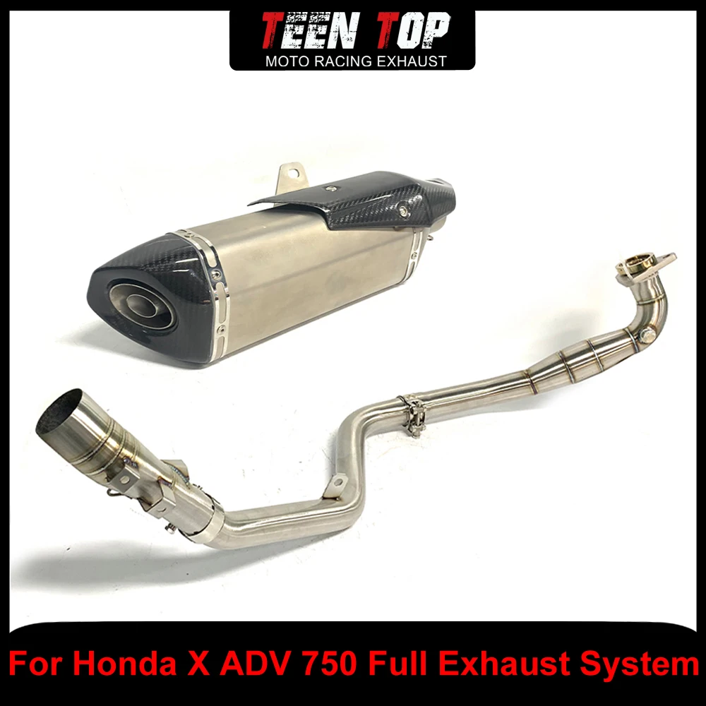 Para Honda XADV750 sistemas de Escape completos 51mm tubo de Escape de motocicleta tapa de fibra de carbono silenciador de Escape X-ADV 750 Escape