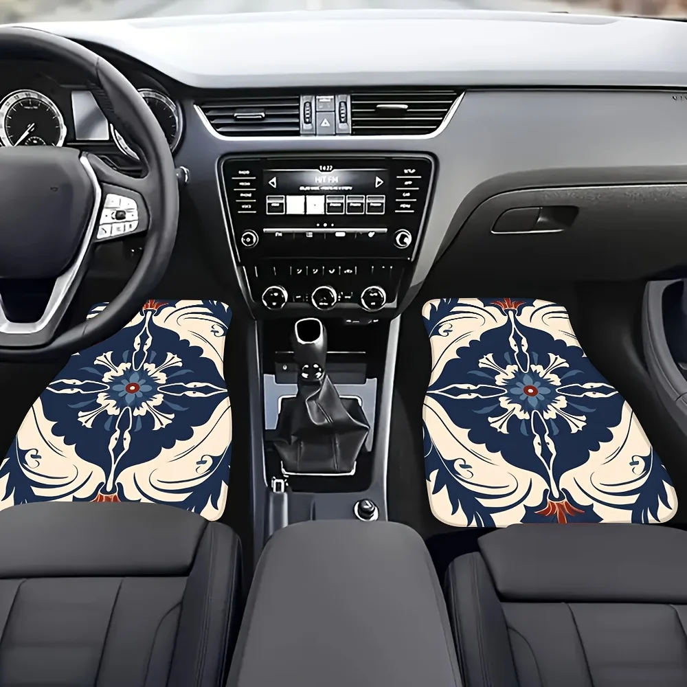 4pcs Bohemian Car Floor Mat Set | Polyester Material, Universally Suitable For All Vehicle Models