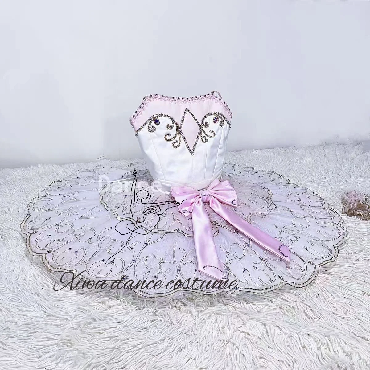 فستان باليه بحيرة البجع، تغليف آلهة زهرة الله الفجر، تنورة طويلة من الشاش الماسي المتدفق باللون الأزرق المخصص