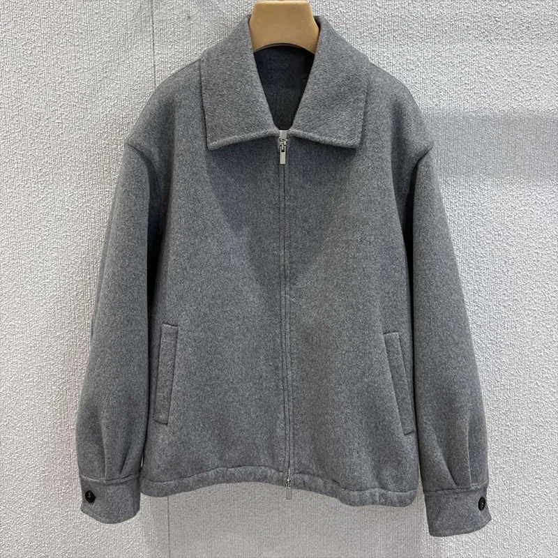 

High-quality patchwork women's coat with single-button lapel Fashionable trendy simple cashmere jacket clothes 25100402