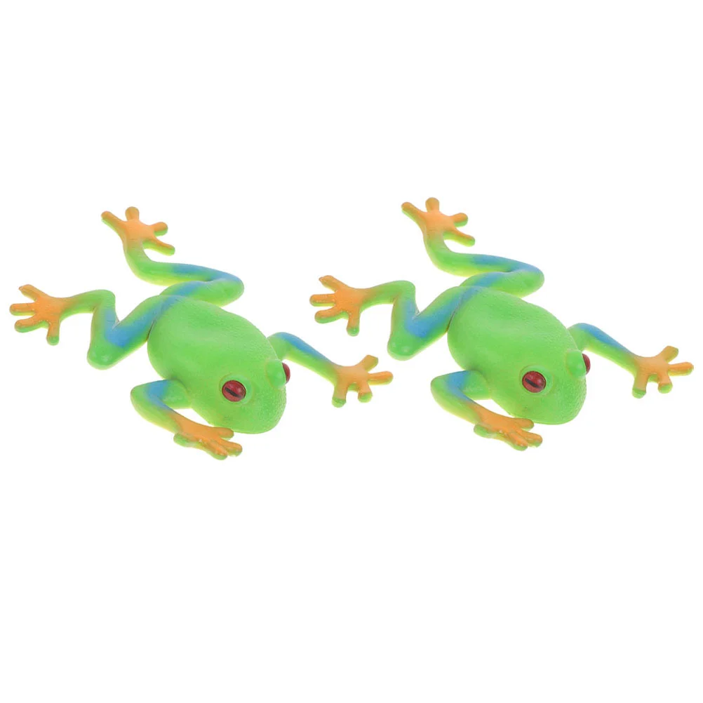 2 Pcs Frog Toy Shaped Small Fidget Stretchy Toys for Party Soft Rubber Squeeze Teens Child