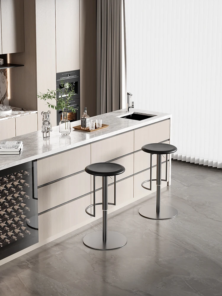 High Stool Island Chair, Restaurant Creative Hotel Stainless Steel Light Luxury High Fashion Modern Bar Stool