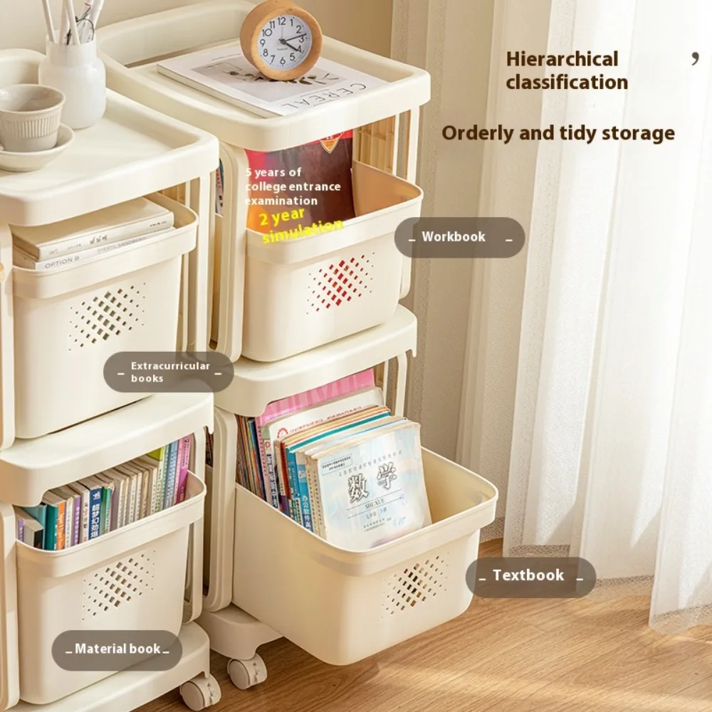 Mobile Storage Rack Trolley Large Capacity Bookshelf Cart with Wheels Trolley multi-layer household mobile with wheels Organizer