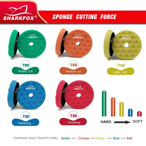 Imagen 2 del producto Sharkfox-almohadillas de esponja de espuma triangular de 5/6 pulgadas, almohadillas de pulido de forma redonda para máquina DA/RO/GA