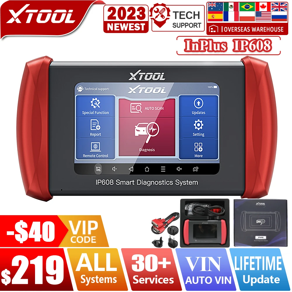 

XTOOL InPlus IP608 OBD2 Car Diagnostic Tools All systems 30 Services ABS DPF SAS TPMS Reset CAN FD OBD2 Scanner Lifetime Update