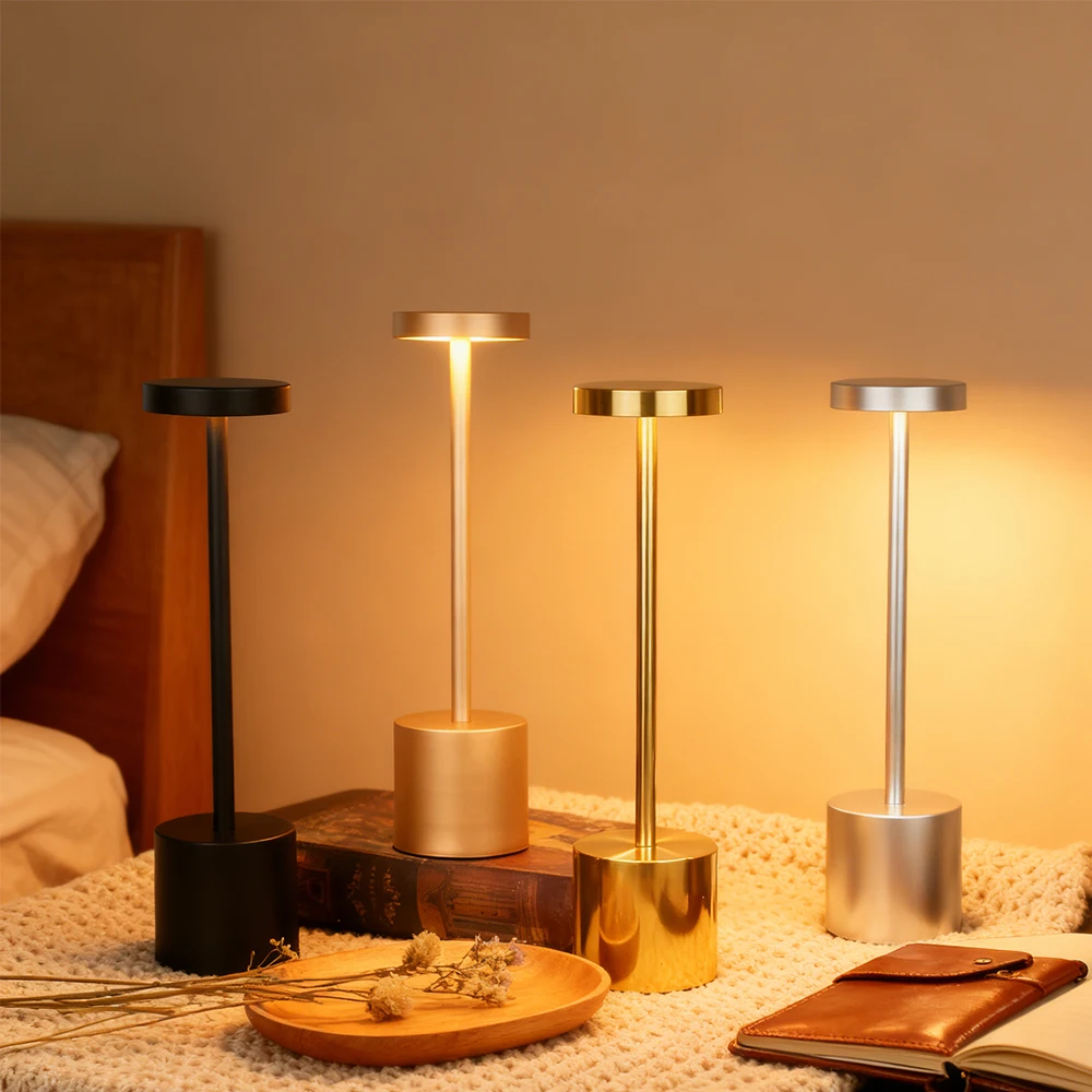 

USB перезаряжаемый светодиодный ночник, настольные лампы, 3-цветная сенсорная настольная лампа с бесступенчатой регулировкой яркости, обеденные прикроватные светильники, декор комнаты, подарок