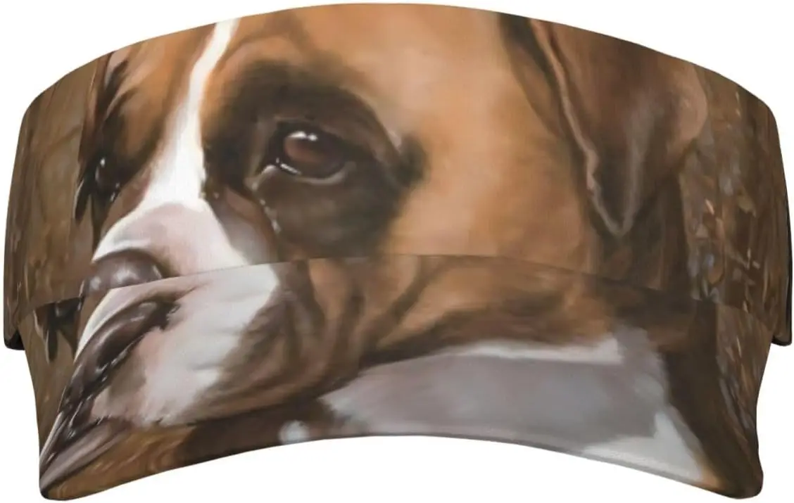 Sport Sun Visor Hat Boxer Dog Art Brown Breathable Sun Hat Cap for Golf Tennis