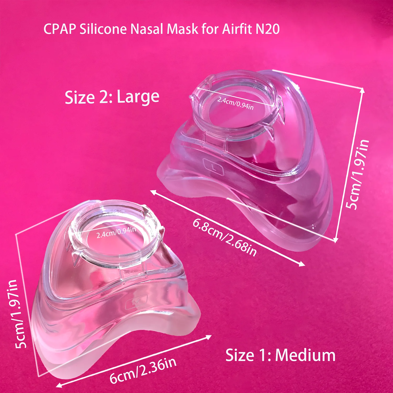 CPAP Silicone Nasal Mask Replacement Cushion-2 pcs,Compatible Airfit N20,Enhance Sleep Quality with Snug Fit on Original Frame