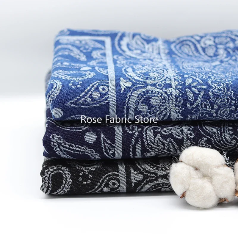 1 meter Parsley Pattern Printed Jeans Fabric Vintage Fashion Cotton Twill Denim Blue Cloth Sewing Jackets Pants Suits Thick
