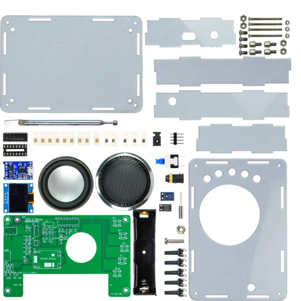 DIY FM Radio Kit Featuring For OLED Screen and RDA5807 Chip for Soldering Practice PCB Assembly 117x72x27mm ABS Body