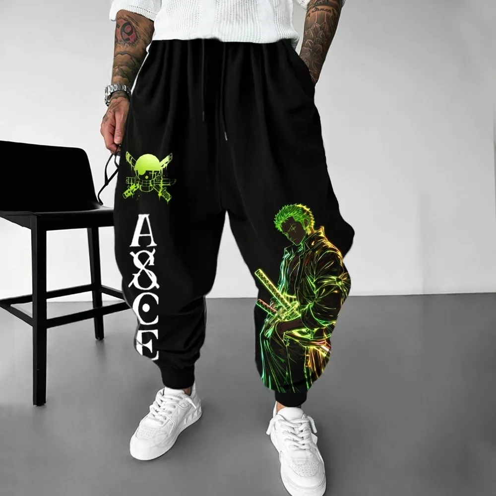 

ONE PIECE мужские брюки брюки спортивные штаны Roronoa Zoro японское аниме весна и осень новые хип-хоп большие брюки для бега в стиле Харадзюку