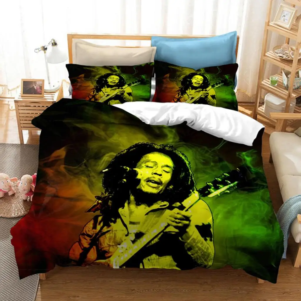 Imagem -04 - Bob Marley3d Impresso Bedding Grupo Duvet Covers Fronhas Consolador Bedclothes Roupa de Cama no Sheet