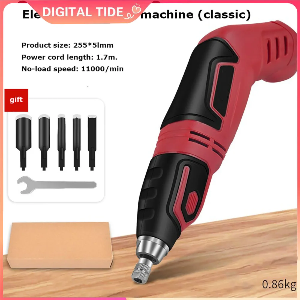 

Electric Carving Knife Chisel Set with 5pc Blades 11000/min Wood Carving Pen Carpenter Power Graving Chisel Root Carve Tools 60