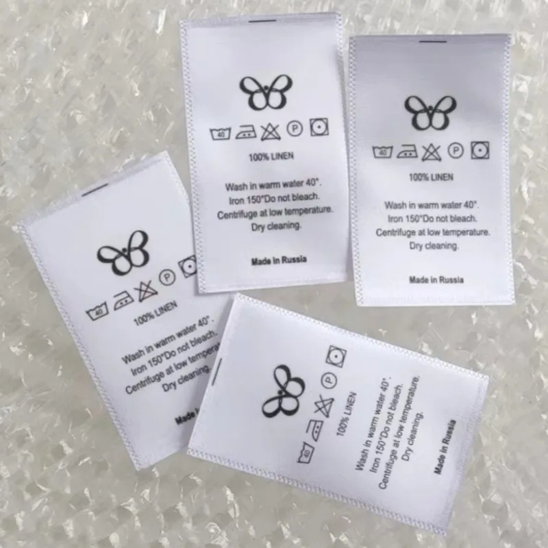 500PCS Care Label Custom Your Language Print Satin Labels 3 * 5 cm Clothing Washing instruction