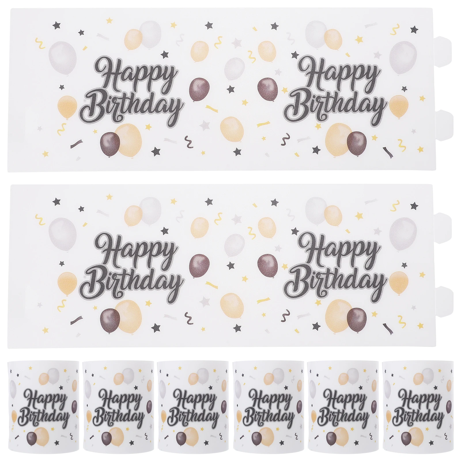

8 Pcs Birthday Balloon Lampshade Party Decorations Supplies Light Cover Plastic Cylinder Candles Holder Glass Tube Candlesticks