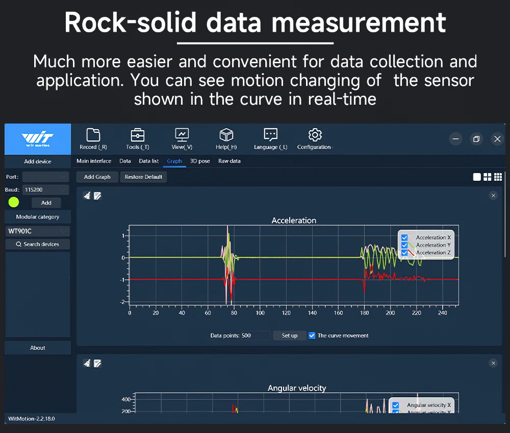 WitMotion WT901C High-Precision 9-Axis AHRS Inclinometer Accelerometer+Gyroscope+Angle+Magnet Field(XYZ), Provide PC/Android App