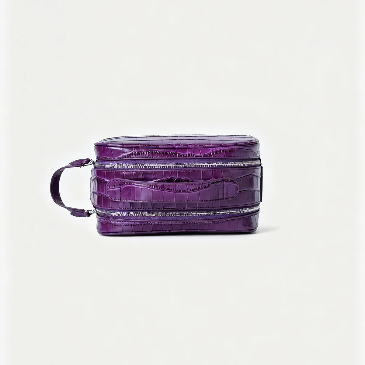 Echtleder-Kosmetiktasche mit Krokodil-Textur, Reise-Kosmetikbeutel, große Kapazität, Unisex-Organizer, mehrere Farben zur Auswahl. – Detail 19
