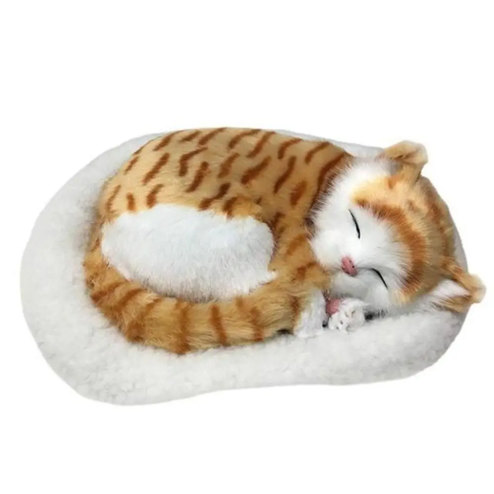 

With Mat Creative Handicraft Breathing Cat Home Decor Sleeping Dog Ornament Simulation Animal Electronic Pet Stuffed