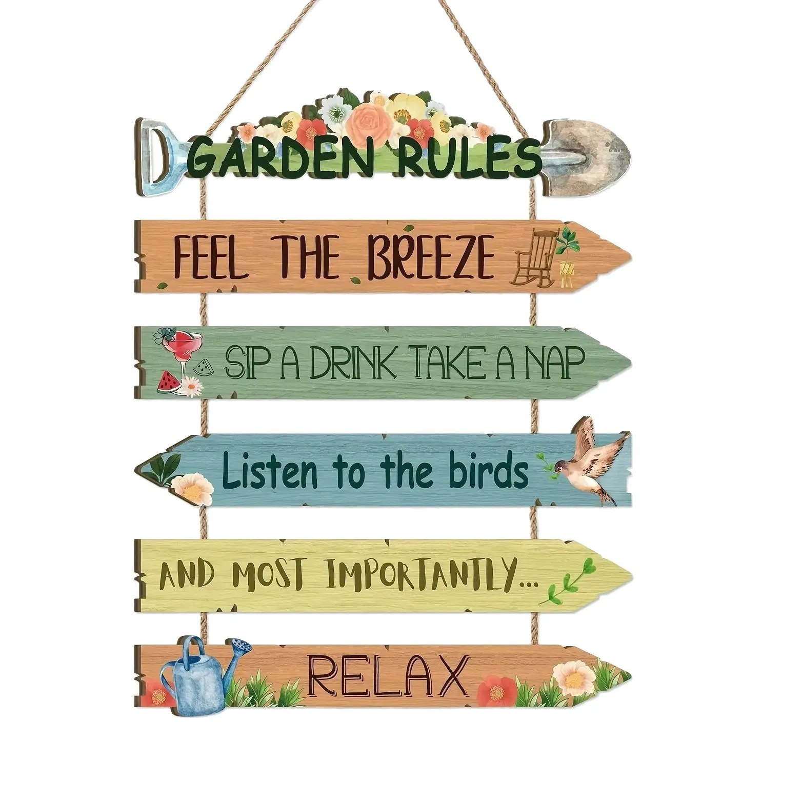 Rustic Wooden Garden Hanging Sign Outdoor Decor Relaxing Communication Farmhouse Sand Beach Decor Sign, Outdoor